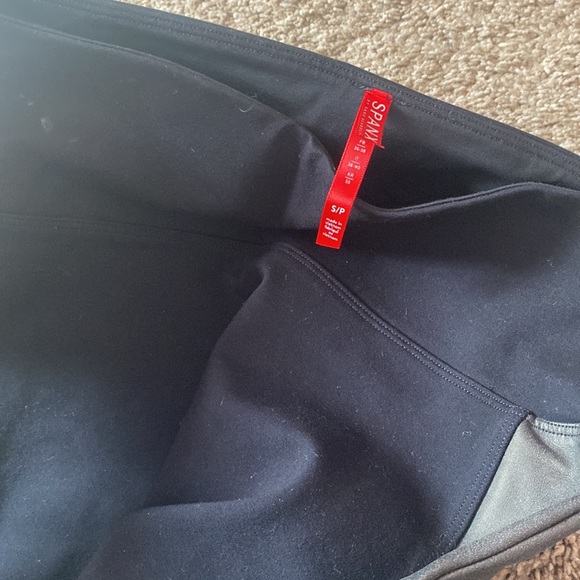 spanx two tone leather / black leggings - Picture 2 of 2